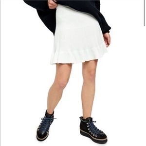 Free People Cream Solid Gold Ribbed Skirt